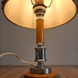 Solid brass candle holder lamp and vintage fabric