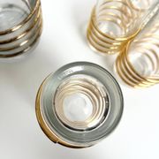 Vintage glassware set with decanter – golden spirals, France 1960