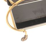 Brass and black glass bar cart / serving cart / side table by Grünstadt