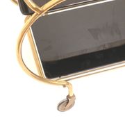 Brass and black glass bar cart / serving cart / side table by Grünstadt