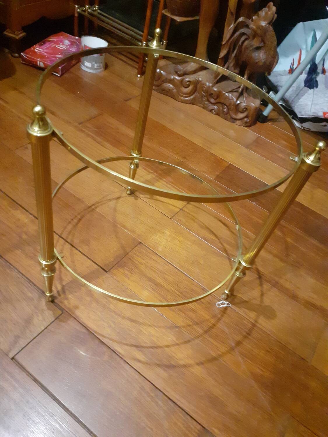 Vintage round brass coffee table, France 1960