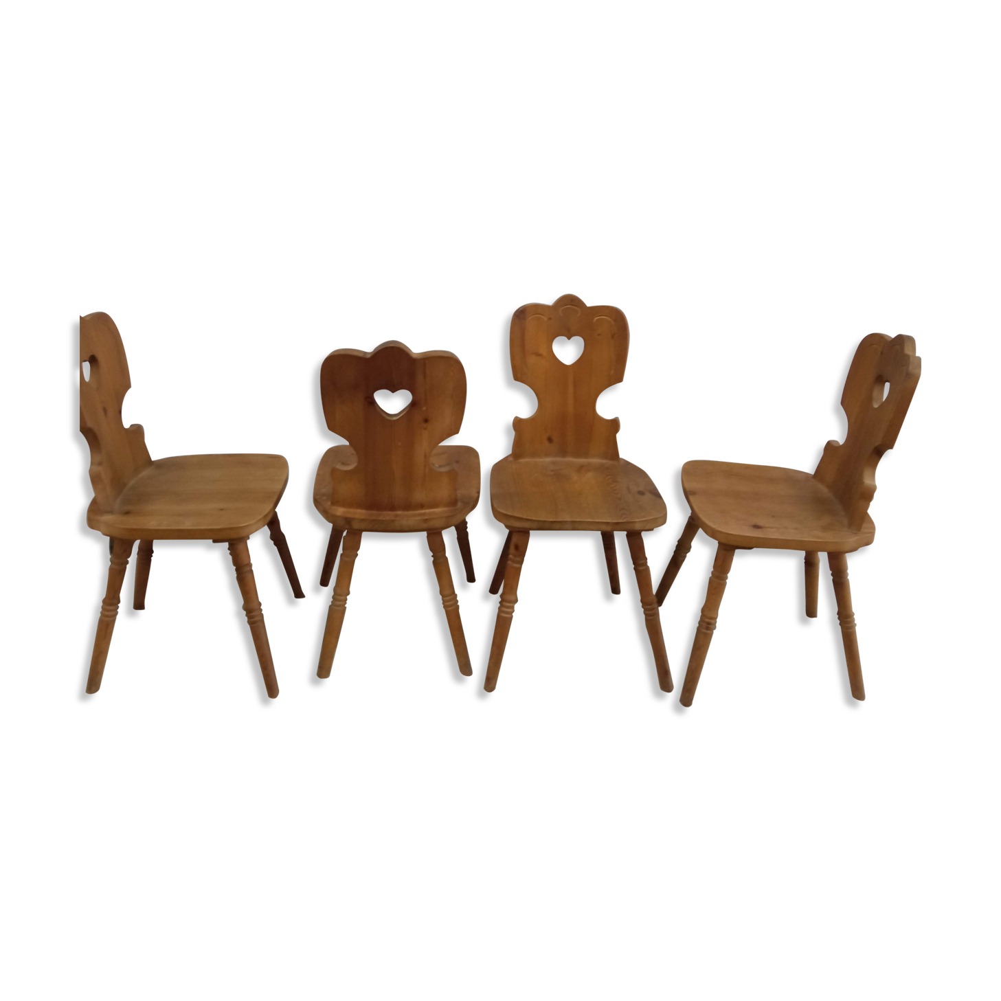 Series of 4 Savoyard pine chairs
