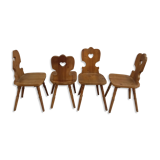 Series of 4 Savoyard pine chairs