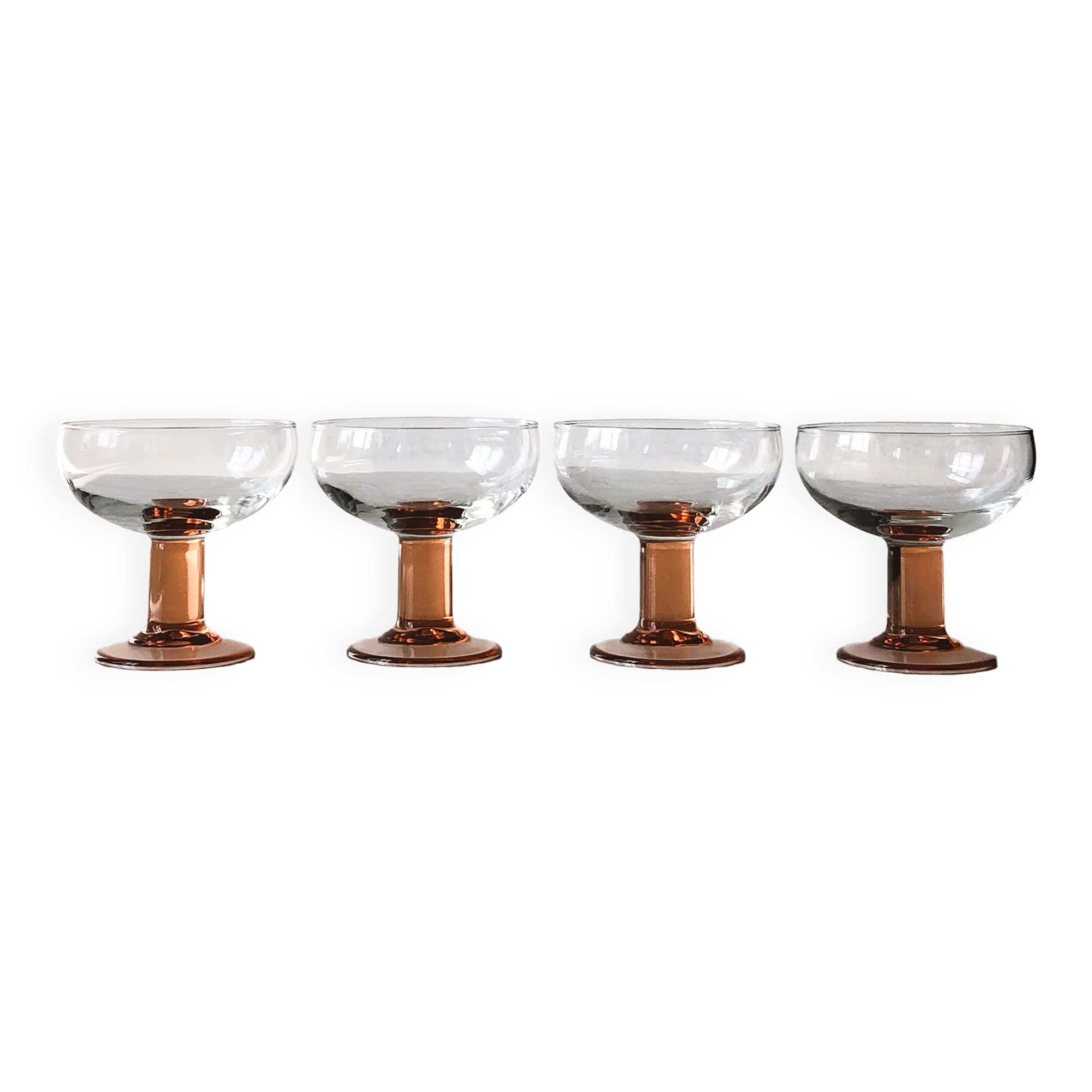 Glasses - round dessert cups feet pink columns
