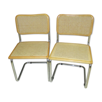 Pair of B32 Marcel Breuer cesca chairs 1980