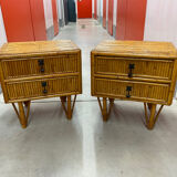 Pair of bamboo bedside tables