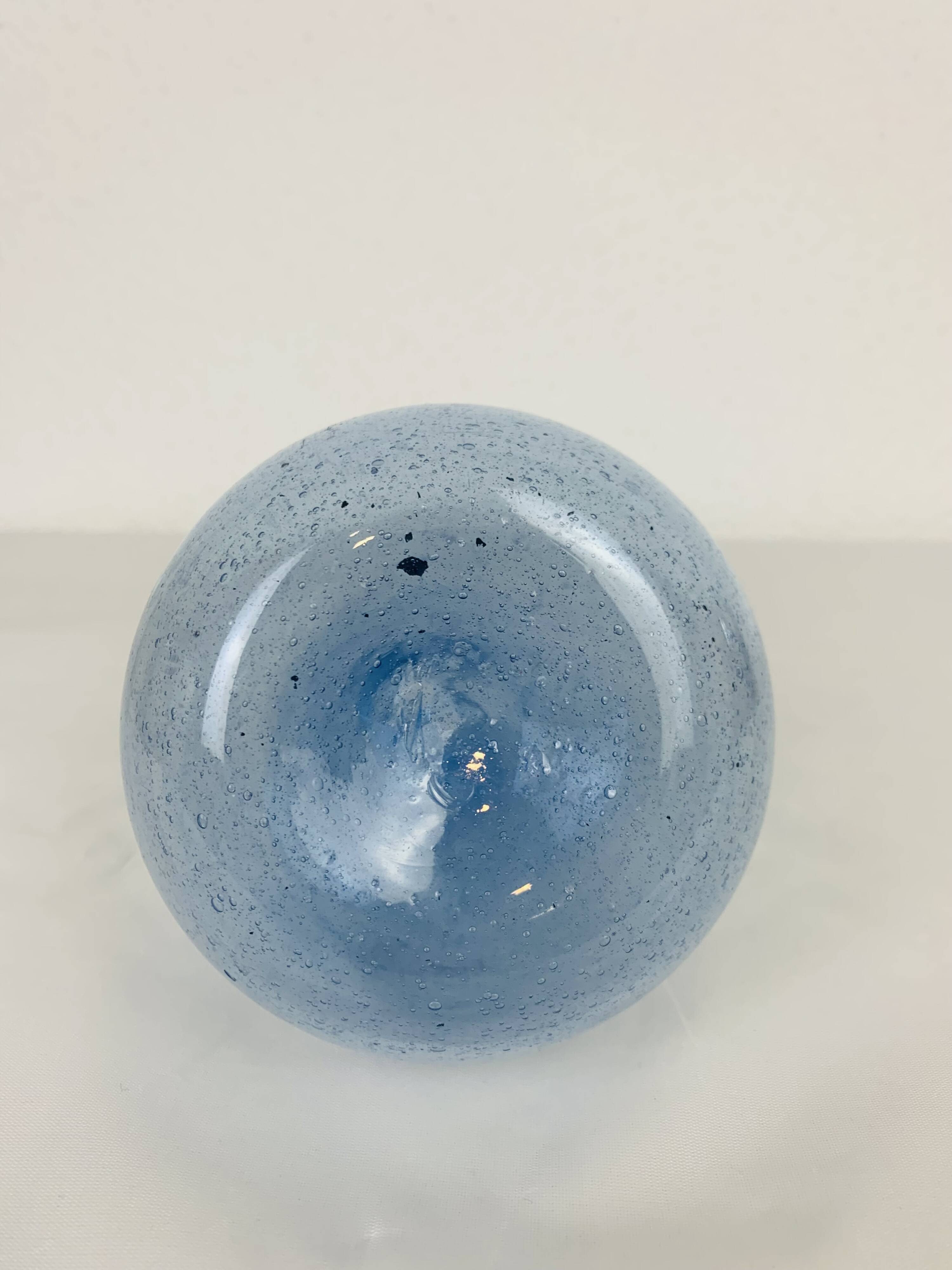 Vintage blue bubble glass soliflore vase