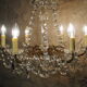 Ancient bronze and pampilles chandeliers with facets and crystal cups - old style - 6 fires