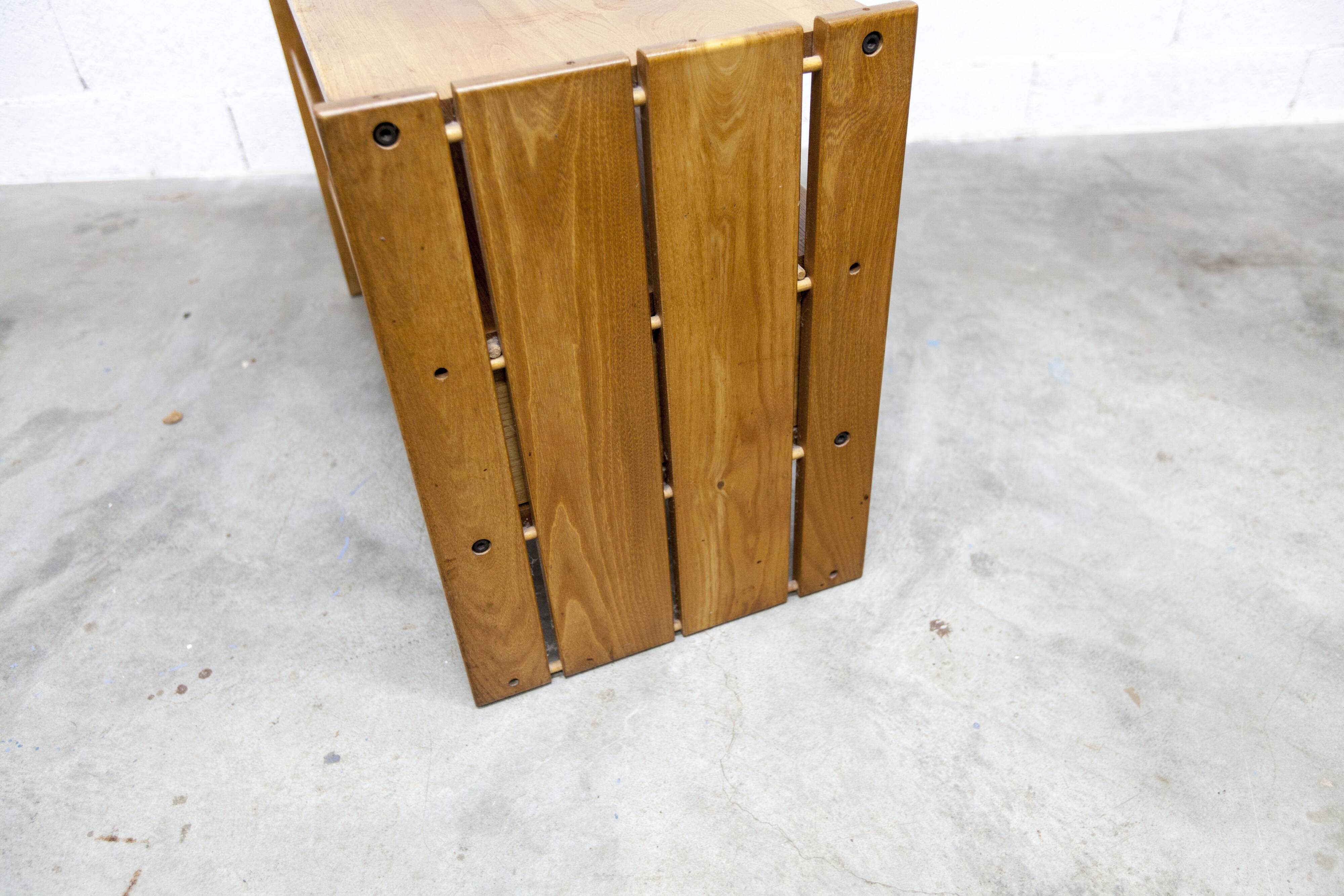 Low cabinet from Maison Regain, solid elm, circa 1960, with drawer