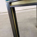 Steel and brass square coffee table, Belgium, 1980s
