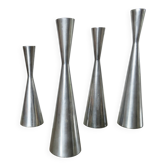 Set of 4 candle holders "Göta" by Erika Pekkari for Ikea, aluminium cast, 1990.