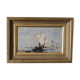 "Bateaux français sortant en mer" huile sur panneau, Bazil (XXe siècle)