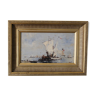 Bazil (twentieth century) "French boats going out to sea" oil on panel