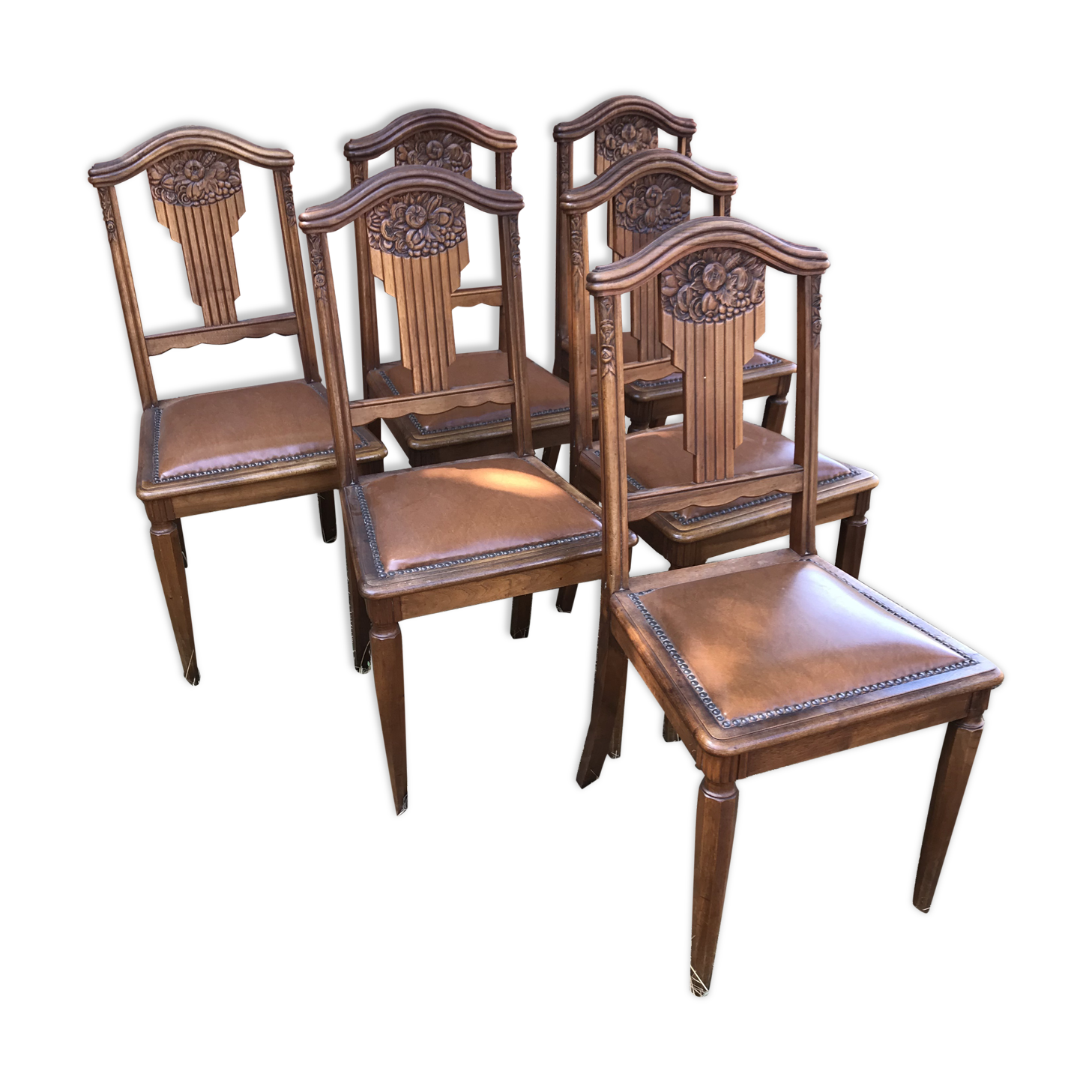 Suite of 6 Art Deco-era chairs