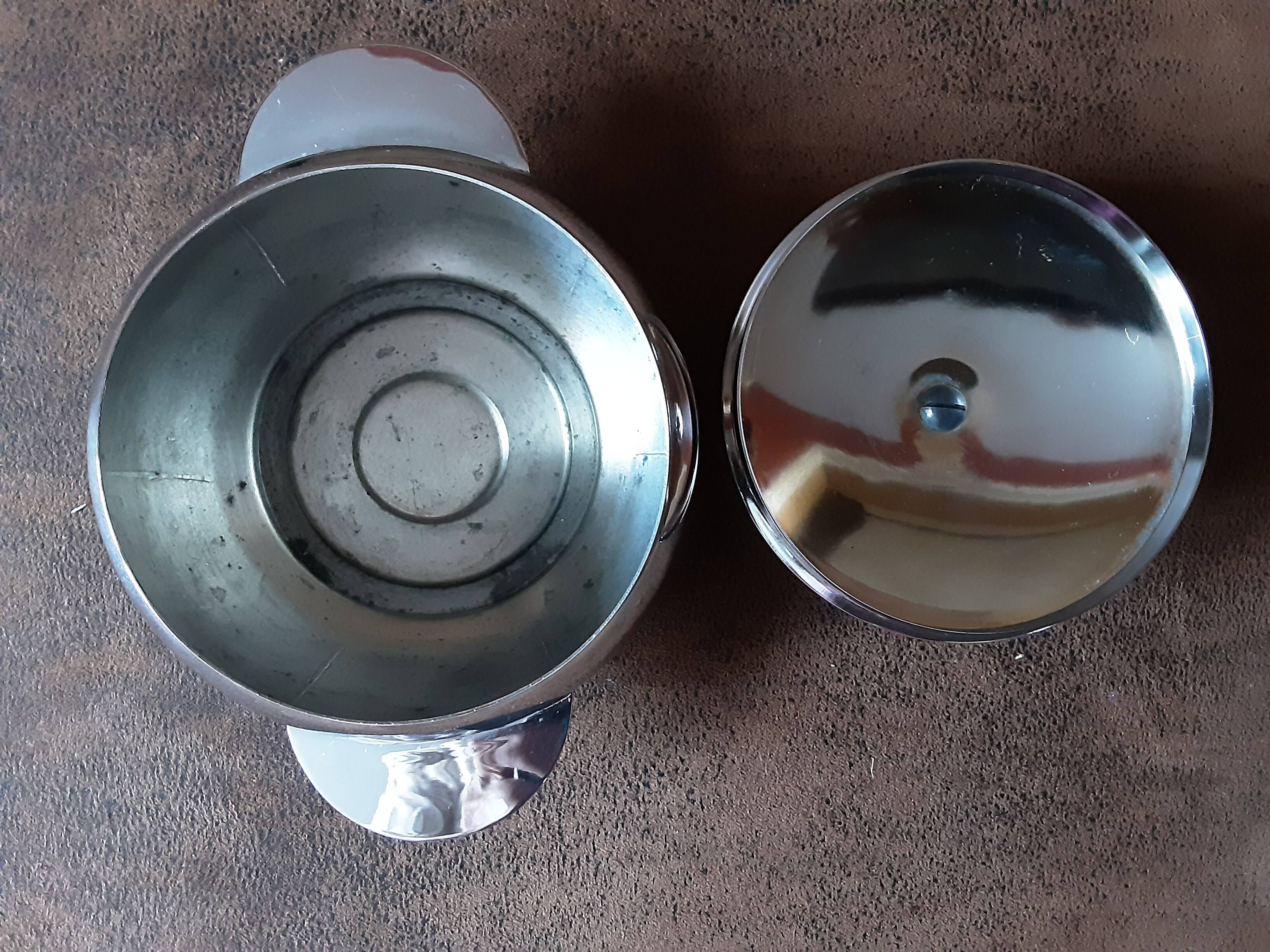 Vintage stainless steel sugar bowl