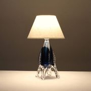 Blue & Crystal Art Glass Table Lamp — Sweden, circa 1955–1965