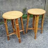 Paire de tabourets en rotin