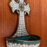 Ancient bronze and cloisonné enamel holy water font
