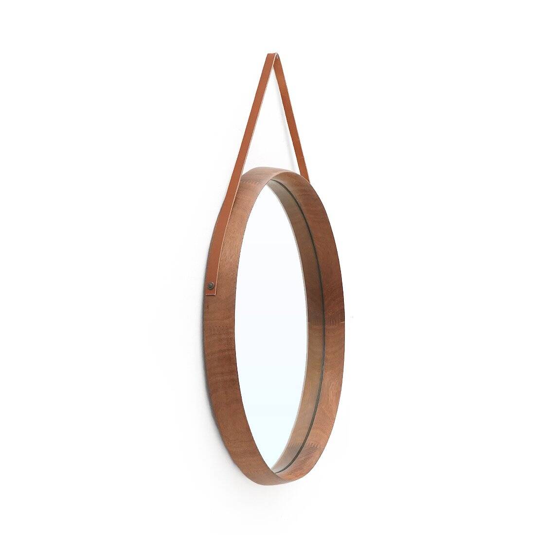 Round mirror with teak frame, 1960s