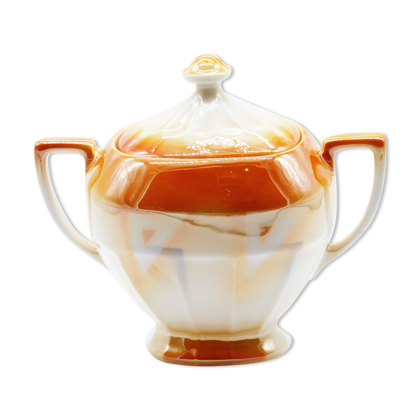 Vintage orange ceramic sugar
