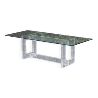 Vintage coffee table with frosted plexiglass base 1970s