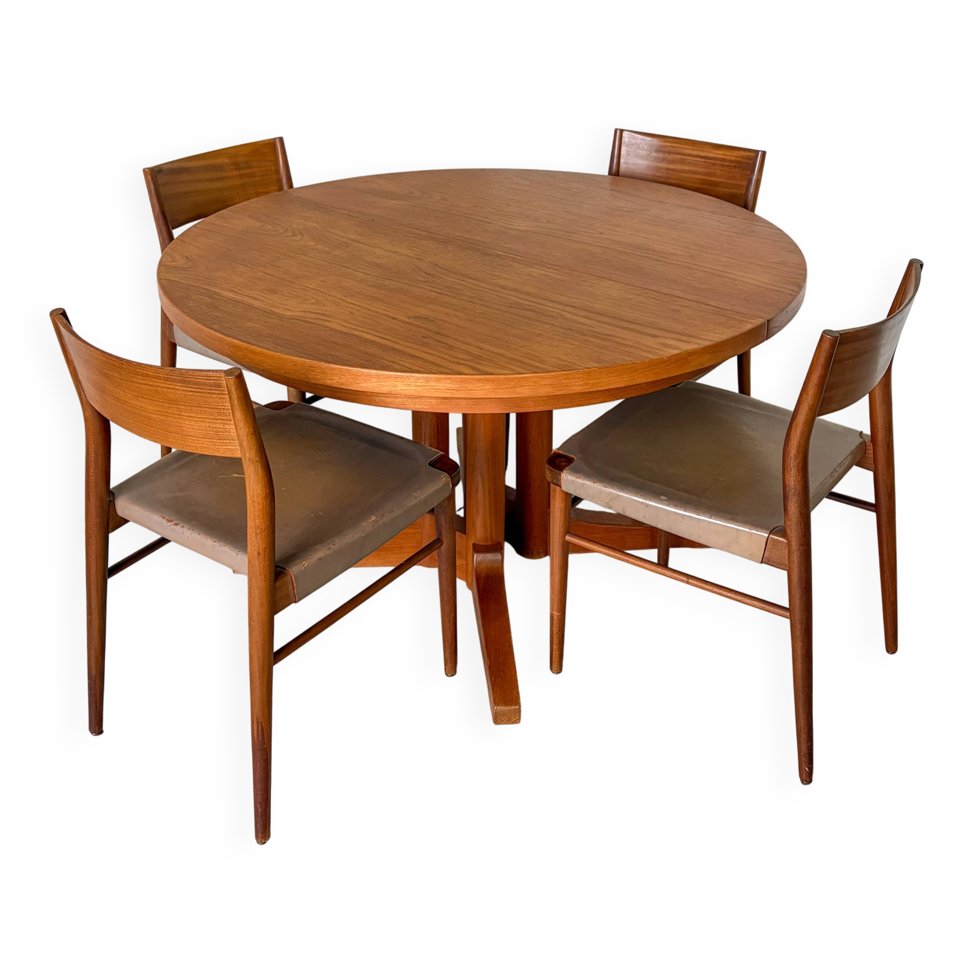 Table à manger ronde en teck Silkeborg avec rallonges