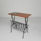 Vintage side table, magazine rack with Hemiksem tile, 1950s