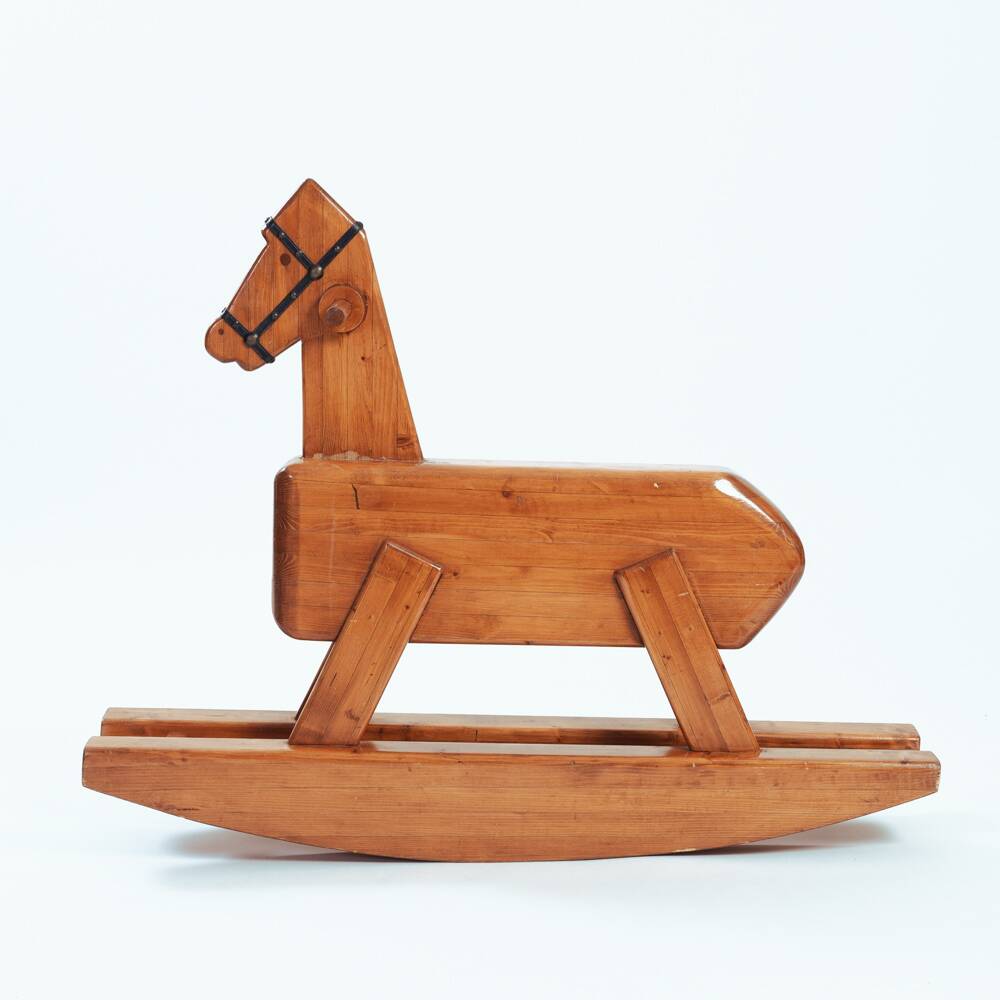 Midcentury rocking horse in oak, The Netherlands, 1950s