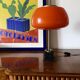 Oscar Torlasco, orange glass table / desk lamp, Prod. Lumi, 1960 ca.