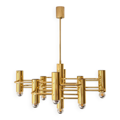 Lustre en laiton doré Gaetano Sciolari pour Boulanger