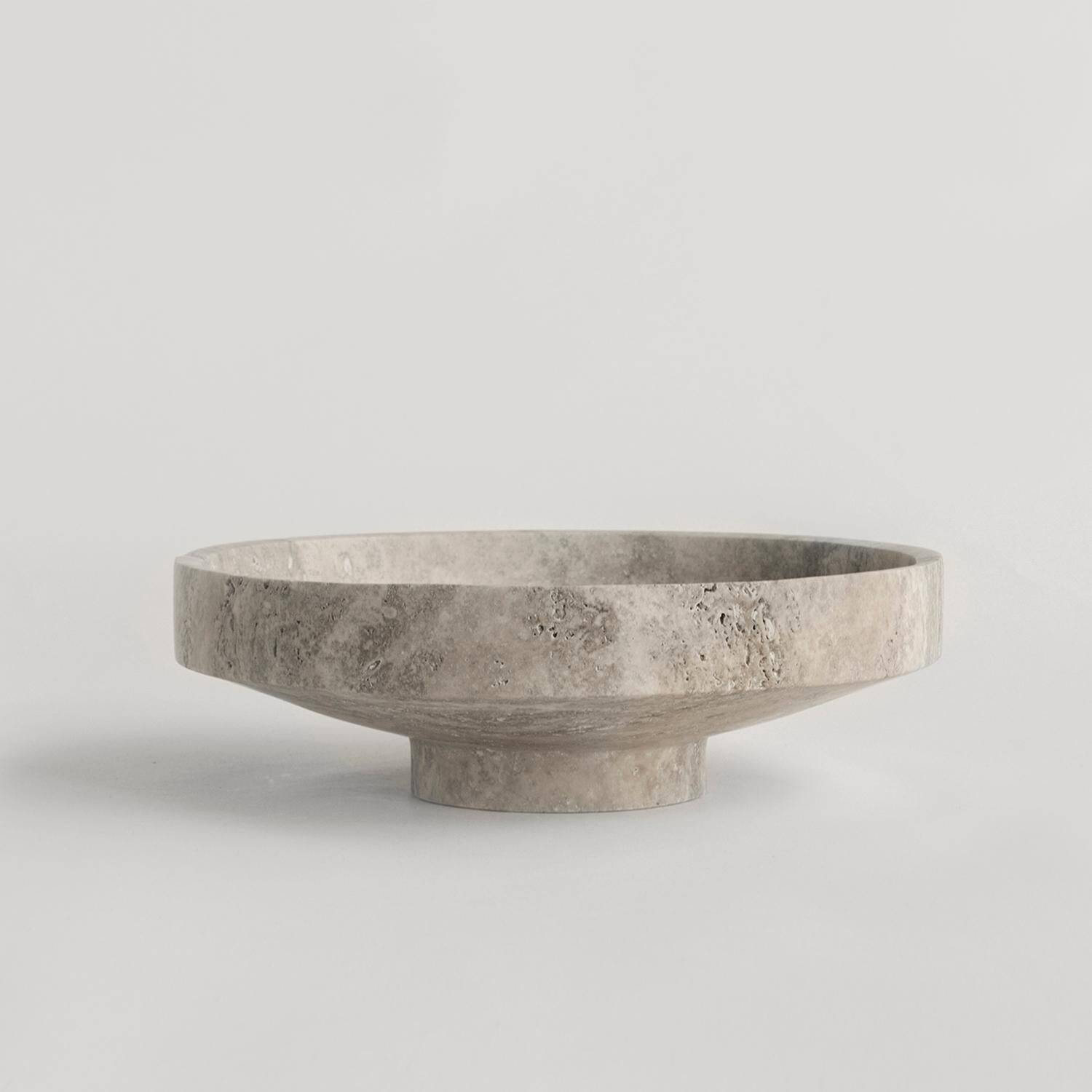 Silver travertine bowl