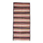 Striped Turkish Vintage Orange Beige Brown Kilim Wool Runner Rugs 142x315