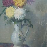 Still life with bouquet of flowers oil on canvas signed