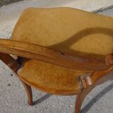 2 old chairs in walnut and velvet