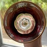 2 large cut and coloured Bohemian crystal glasses