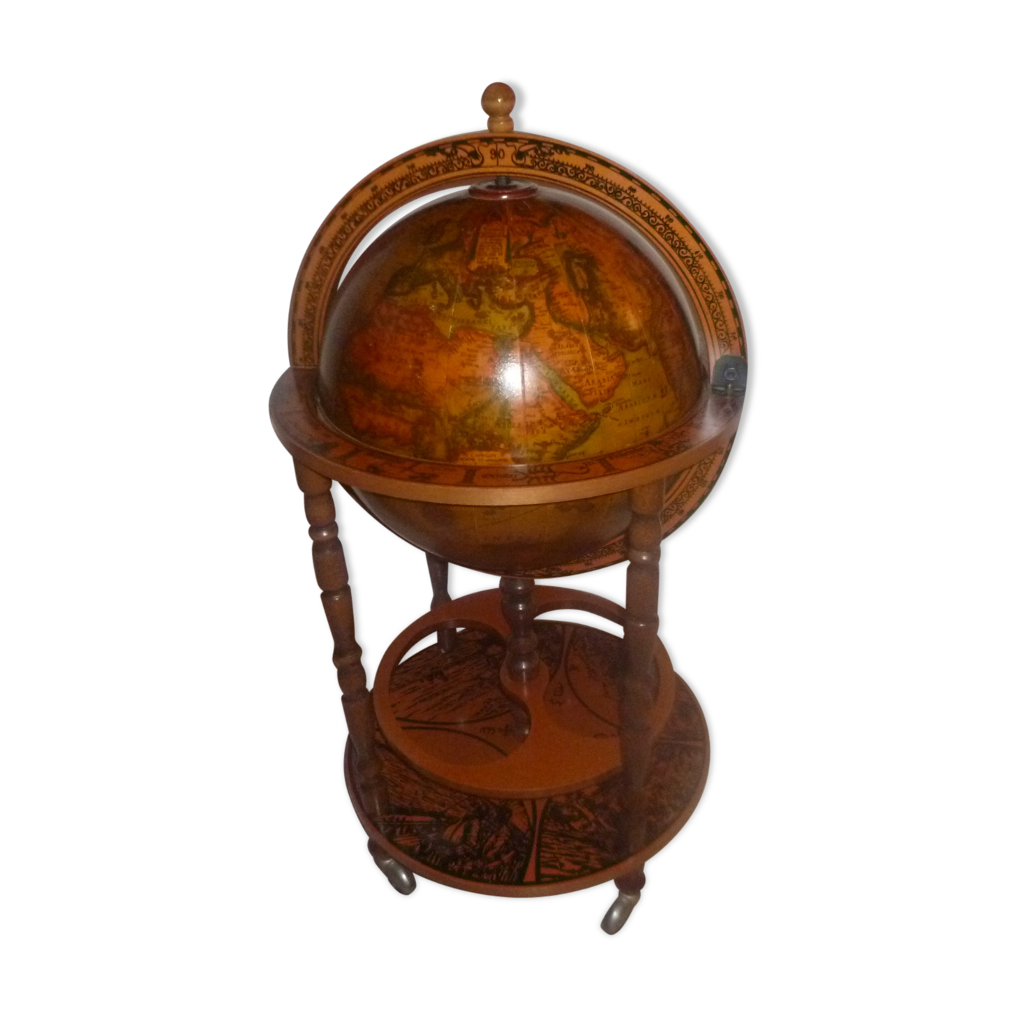 Mappemonde bar roulette globe terrestre vintage