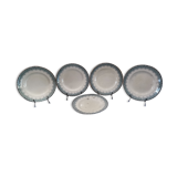 5 assiettes plates en faïence de Longwy modèle "Suzanne" Terre de Fer