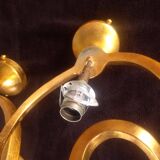 Pair of serpent "teo" lamp wall lights in gold aluminum, enzo ciampalini - 1970s