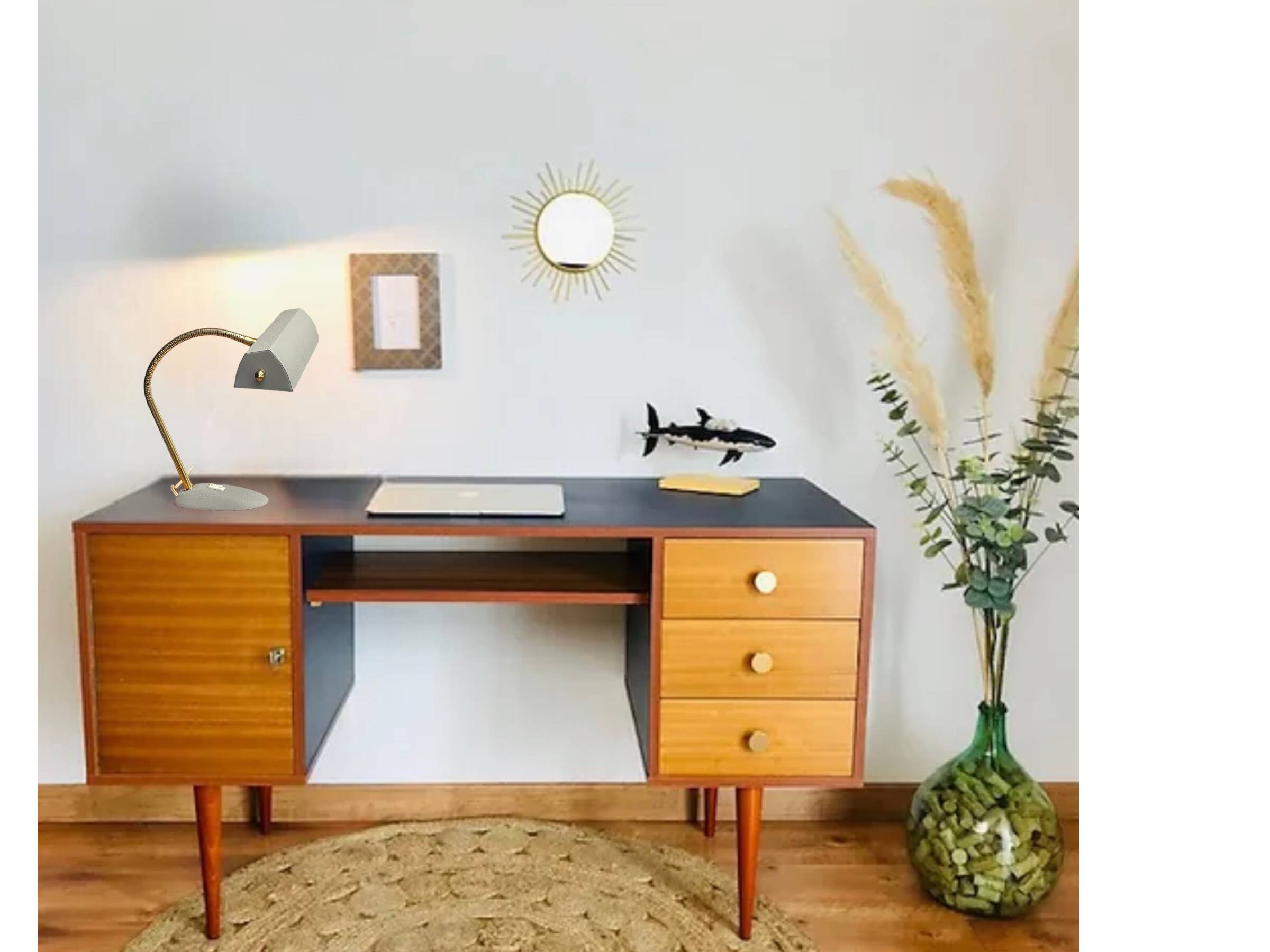 Industrial Aluminor notary banker type desk lamp