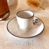 Glazed ceramic shell with painted floral decoration