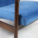 Blue marine velvet gfm-142 armchair by Edmund Homa, 1970s, ocean