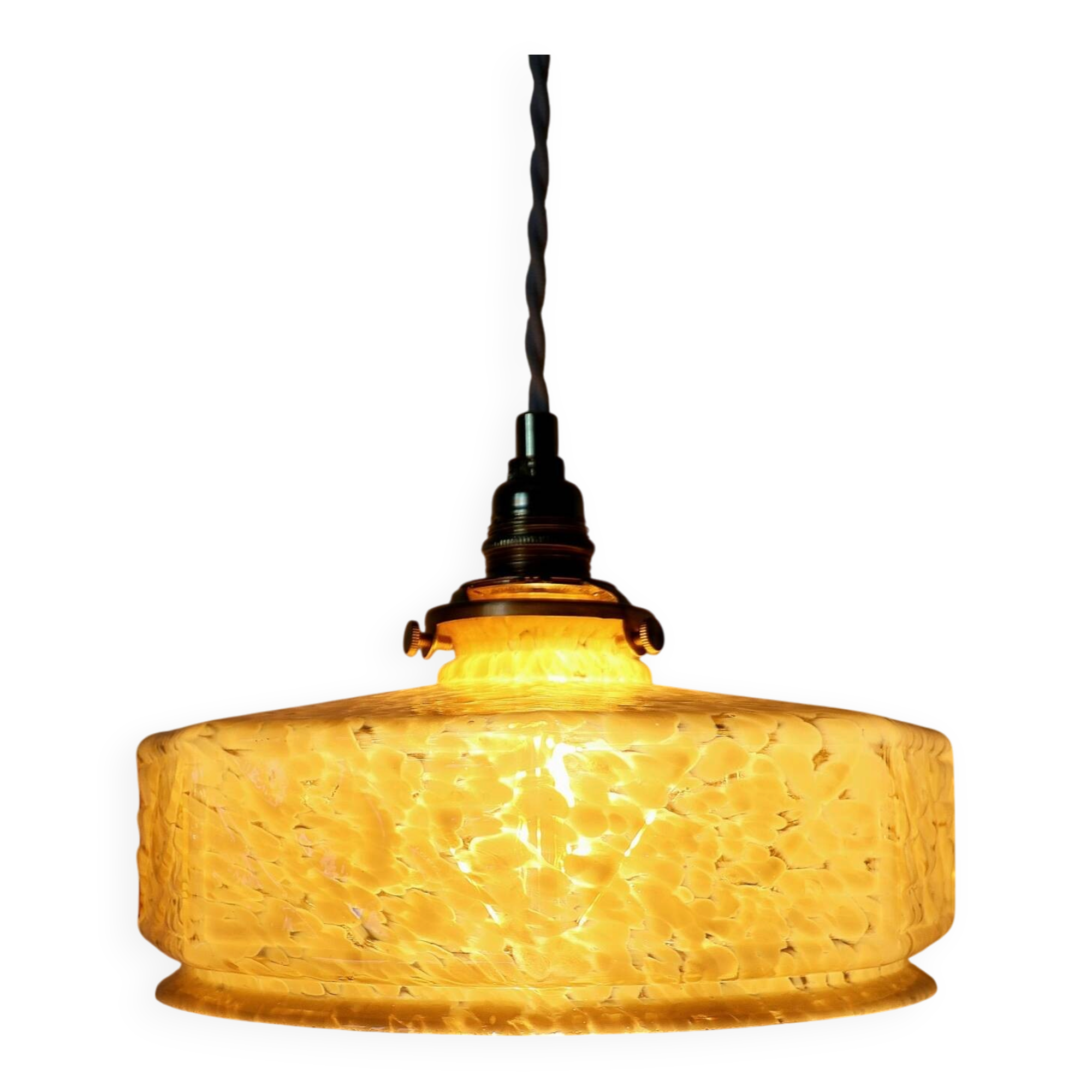 Vintage Art Deco yellow Clichy glass pendant light