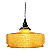 Suspension Art déco vintage en verre de Clichy jaune