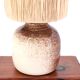 White and brown ceramic lamp, raffia shade
