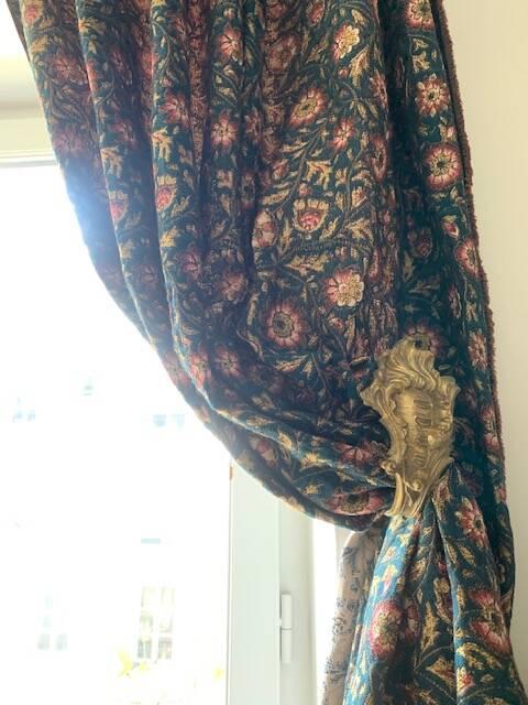 Pair of old gilded bronze curtain tiebacks, late 19th century