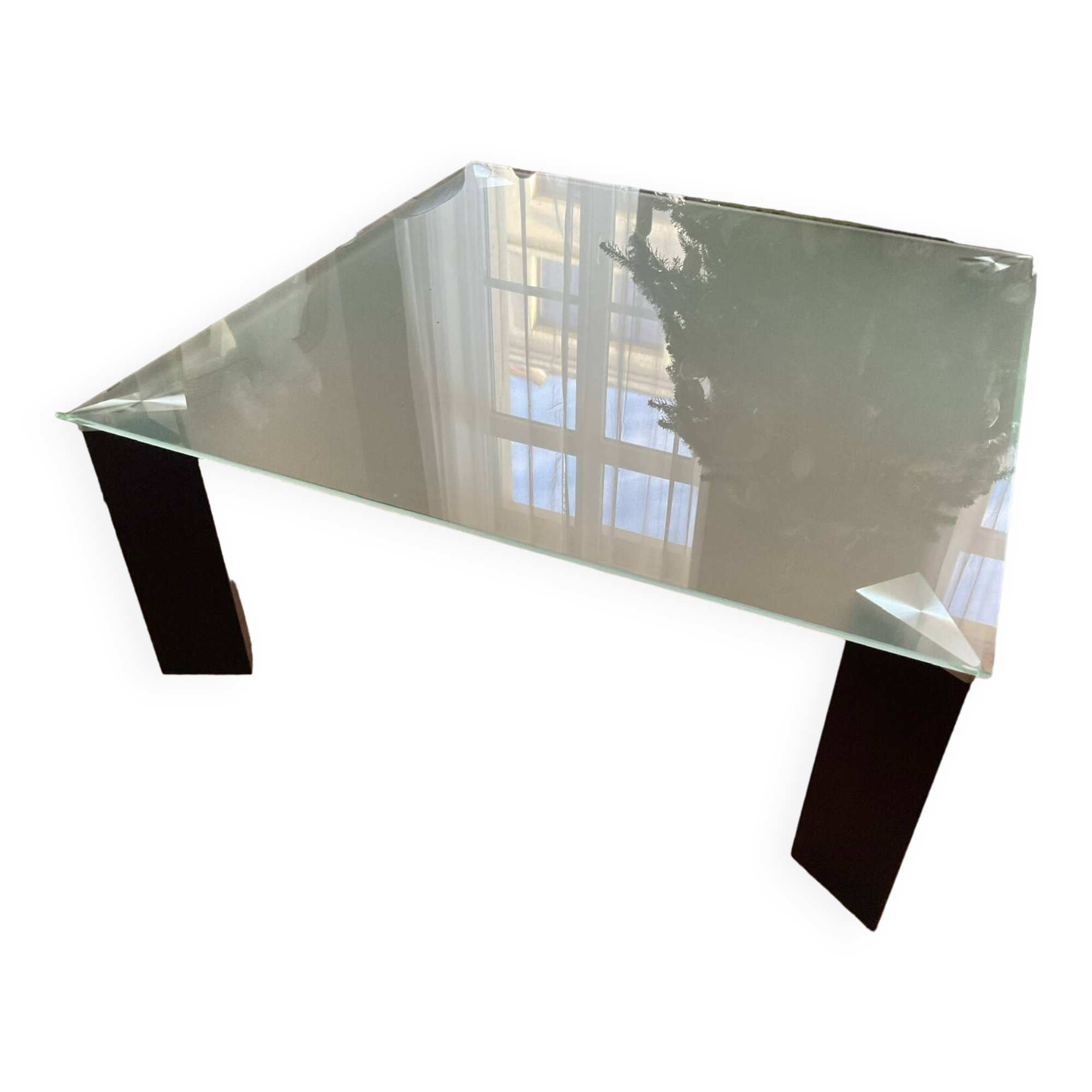 Square glass coffee table