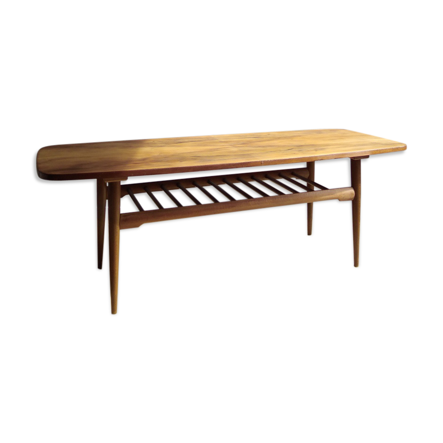 1960s blond wooden coffee table