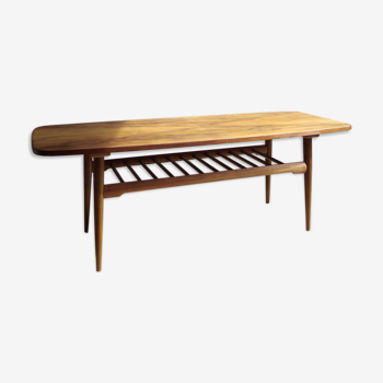 Table basse en bois blond des années 1960