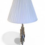 1990s design floor lamp – Brushed metal & crystals