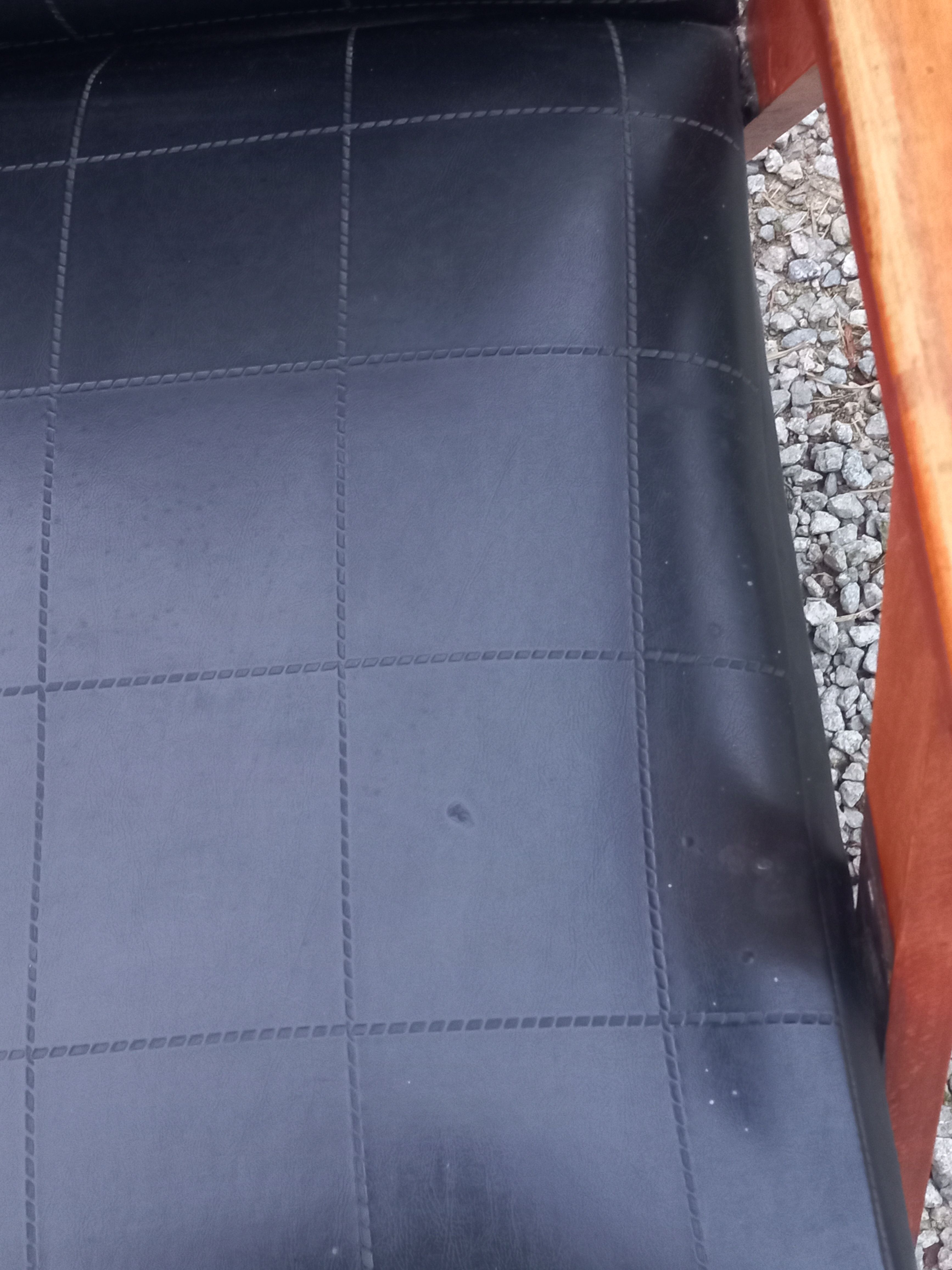Pair of vintage beech armchairs feet compass covered with black moleskine from the 50s